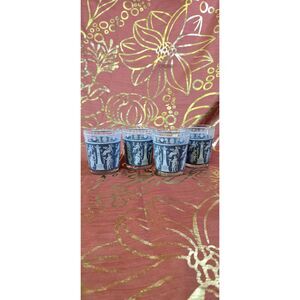 4-Corinthian Blue Vintage Jeannette Glass Tumblers